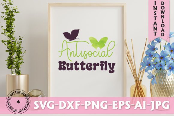 Antisocial Butterfly Retro Design: A Modern Graphic Design Asset