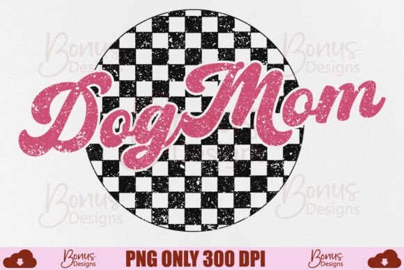 DogMom PNG: Retro Checkered Mom Design for Creative Projects