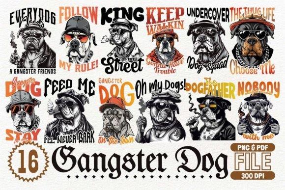 Gangster Dog T-Shirt Design Bundle: Elevate Your Brand
