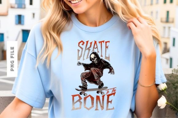 Skate to the Bone T-shirt Design: A High-Impact Visual Asset