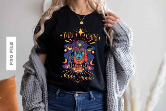 Wild Child Trippy Hippie T-shirt Design: A Creative Asset